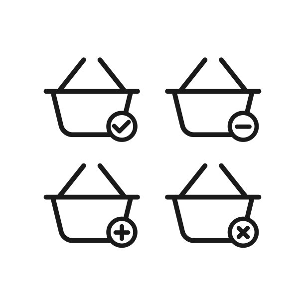 购物篮图标在时尚的平面风格矢量标志模板图片下载