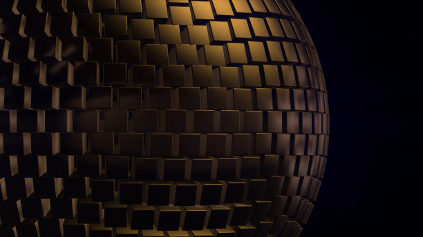 从体积立方体块抽象球体的3D渲染。创意设计元素图片下载
