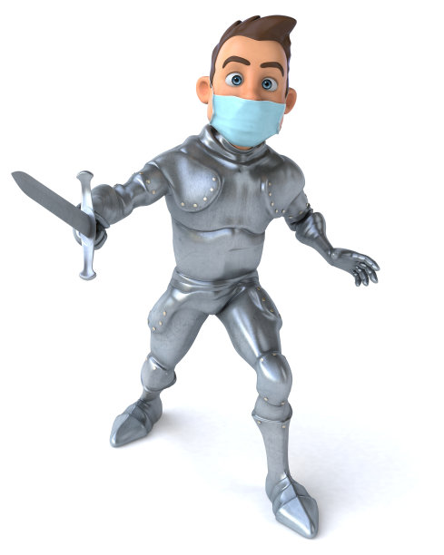 一个带面具的卡通人物的3D插图图片下载