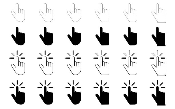 按钮。手图标上的白色背景。电脑鼠标光标。矢量插图。每股收益10图片下载