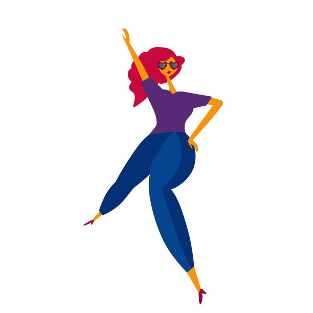 幸福的女人跳舞。可用于网络横幅，社交媒体，海报，服装，印刷材料，纺织品，化妆品。图片下载