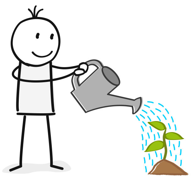 人与小植物和喷壶图片下载