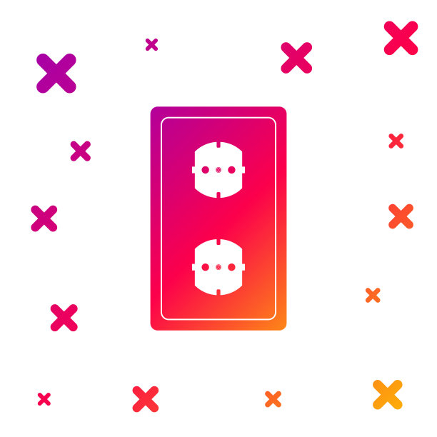 彩色电源插座图标孤立在白色背景上。电源插座。玫瑰的象征。梯度随机动态形状。矢量图图片下载