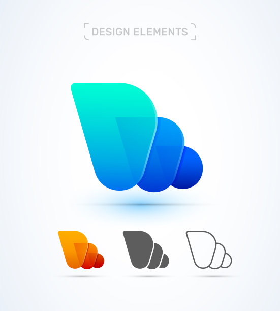 抽象外壳标志设计集合。可用于品牌，应用程序图标，企业标识。图片下载