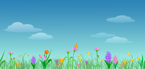 矢量股套春季多色花朵无缝边框素材图片