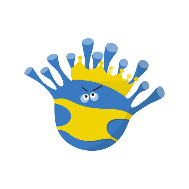 可爱的冠状病毒人物戴着皇冠和面具图片下载