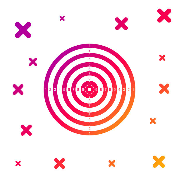 射击比赛彩色靶标，带数字的射击靶矢量图图片下载