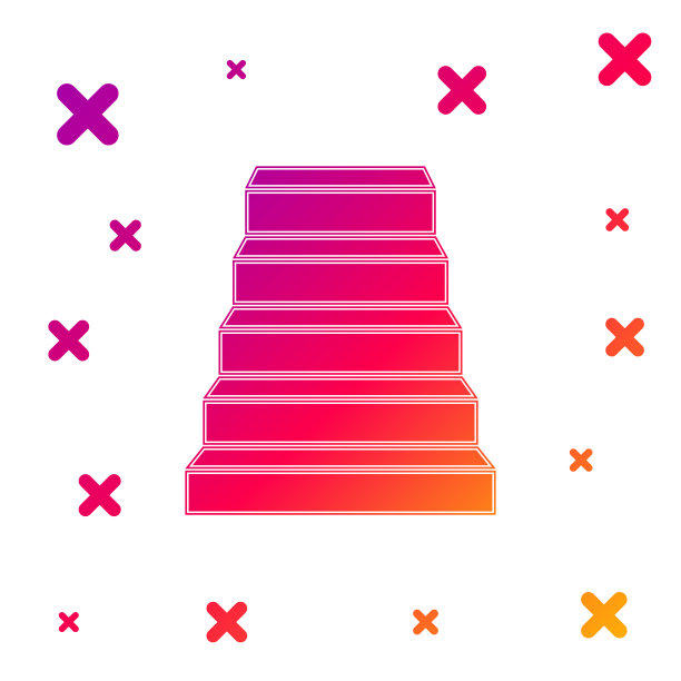 彩色楼梯图标孤立的白色背景。梯度随机动态形状。矢量图图片下载