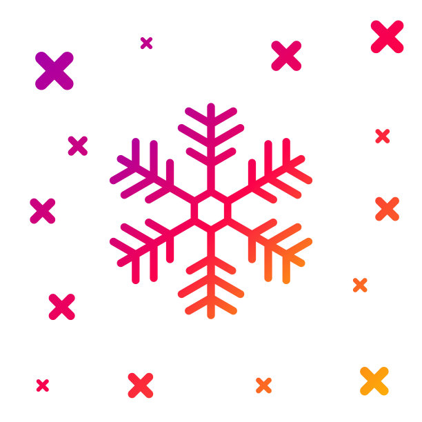 彩色雪花图标，白色背景上隔离。渐变随机动态形状。矢量插图图片下载