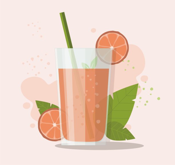 一杯葡萄柚汁和切好的葡萄柚。健康食品。图片下载