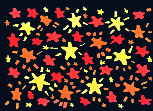 抽象背景手绘生活材料，星星与标记在黑色背景图片下载