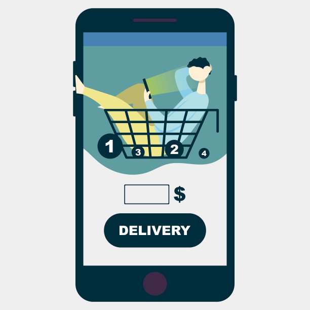 应用程序交付。平面卡通矢量彩色图标。图片下载