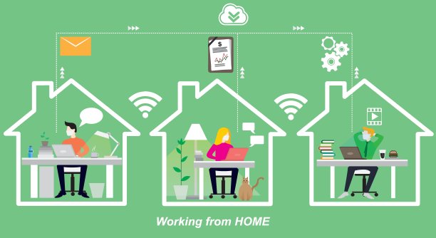 在家工作，工作场所，概念插图。年轻男性在家工作的自由职业者。矢量平面风格的插图。经济、通讯、邮件的经营理念。图片下载