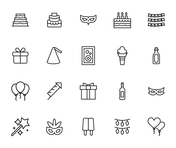 生日线图标集。图片下载