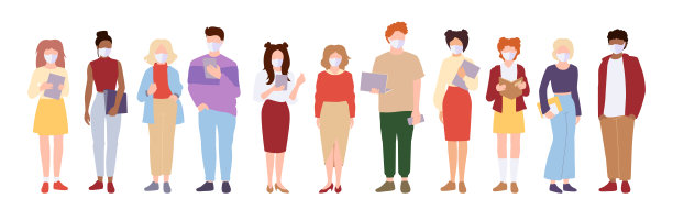 新型冠状病毒感染者医用口罩卡通载体图片下载