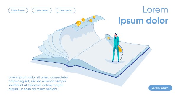 书冲浪平面着陆页矢量模板图片下载