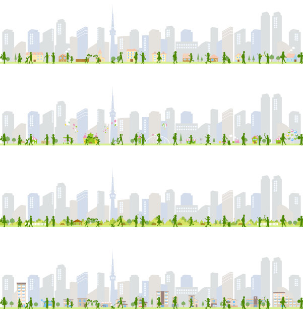 集生活方式人物和城市插图游乐园、建筑、学校、公园图片下载