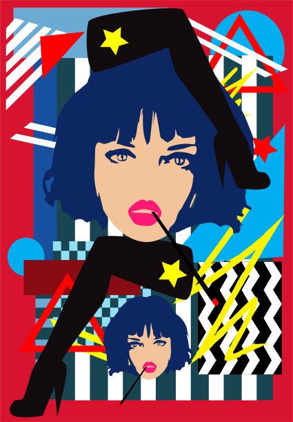 女人的高跟鞋腿和女人吸烟-抽象的波普艺术，丰富多彩的背景图片下载