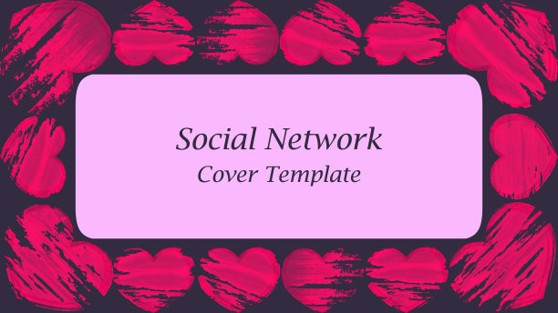 情人节快乐。横幅，明信片，水平模板的社会网络。框架与破旧肮脏的心。红色的情人与空白的地方故事或照片的边界。向量图片下载