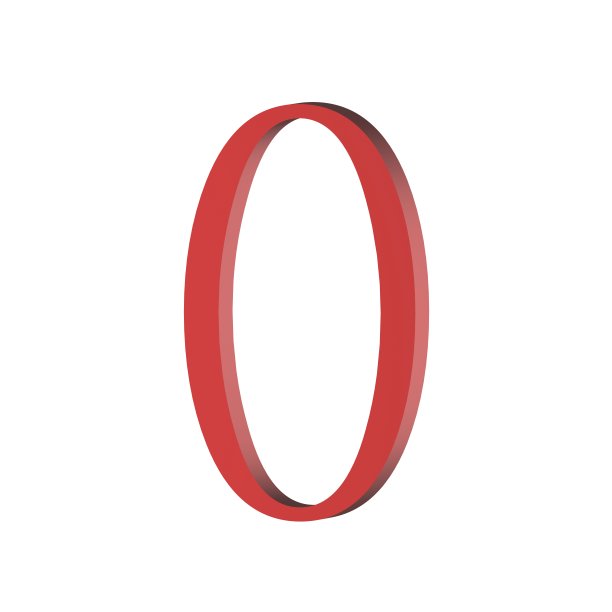 3D渲染红色数字0孤立在白色背景图片下载