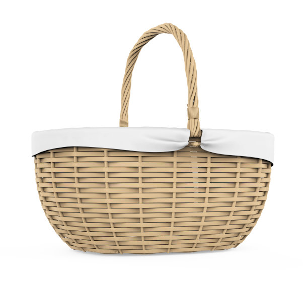 柳条篮子孤立图片下载