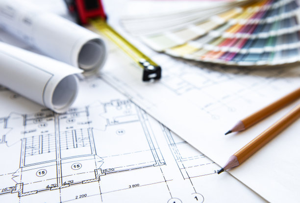 建筑师工作场所俯视图图片下载