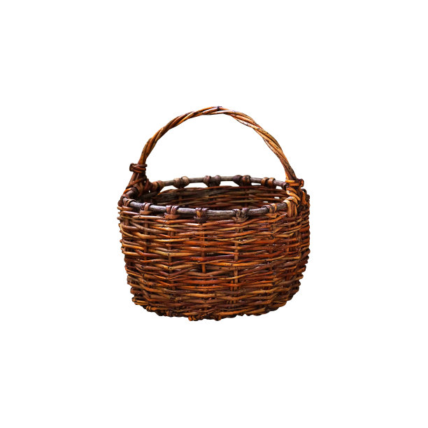 白色背景上孤立的老柳条篮子。手工制作的篮子图片下载