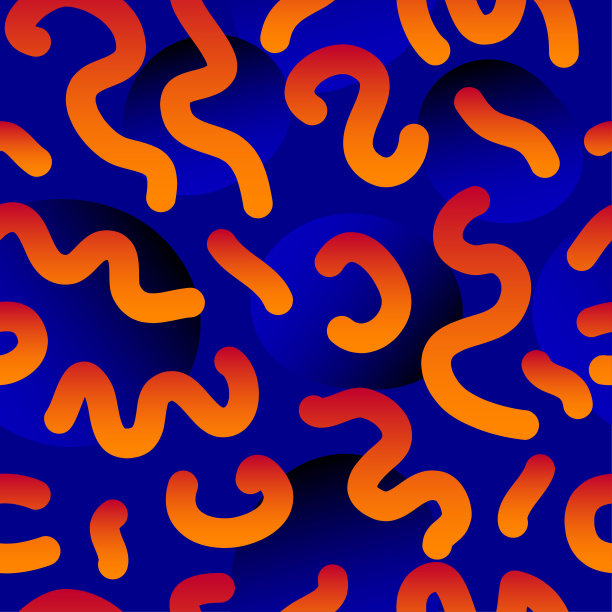 抽象的蓝色和橙色无缝图案背景。图片下载