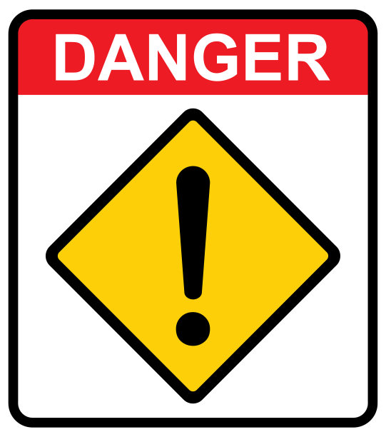 感叹号平面设计图标矢量。危险警告注意标志隔离在白色背景上图片下载