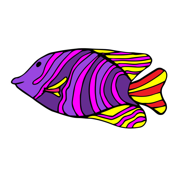 色彩鲜艳的热带鱼。矢量图图片下载