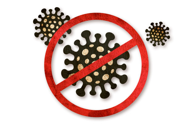 带有冠状病毒的停止标志的复古海报素材图片