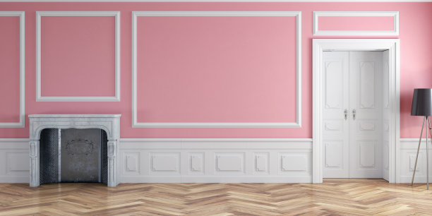 空的魅力古董客厅装修和壁炉留下图片下载