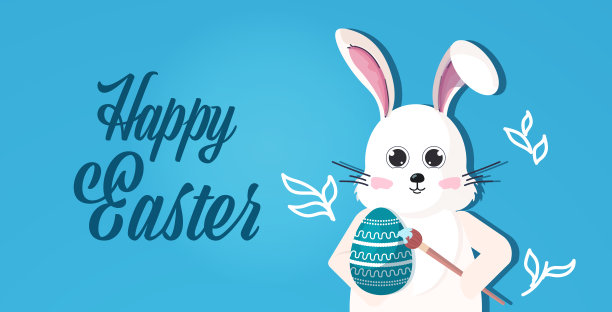 兔子蛋上画的复活节兔子快乐春节概念贺卡字母图片下载