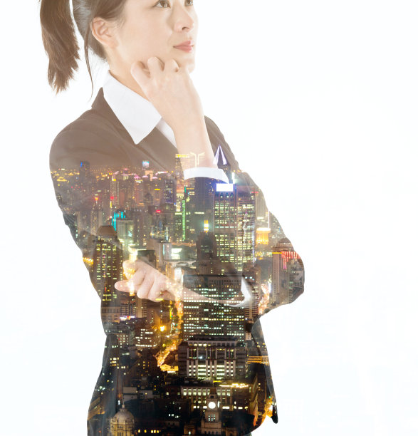 女商人的手多次暴露在下巴上图片下载