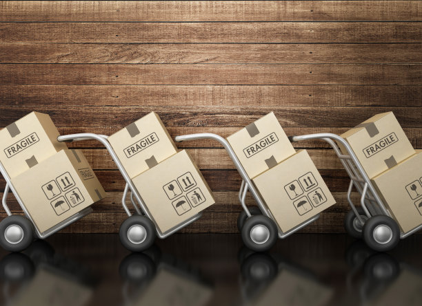 手卡车和纸板箱- 3D渲染图片下载