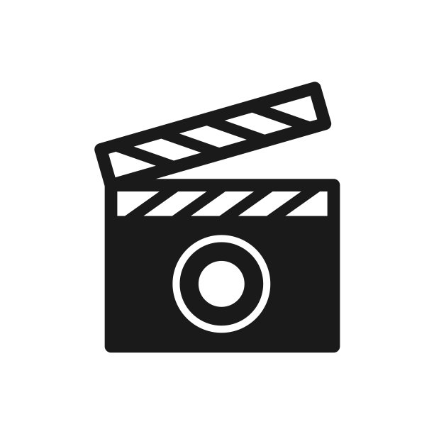 电影场记板图标，带媒体播放器按钮图片下载