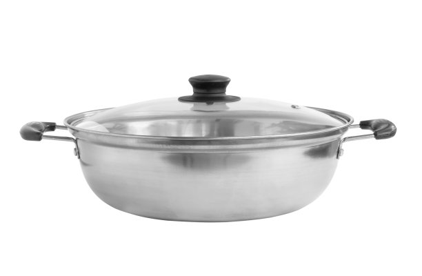 不锈钢锅孤立在白色背景图片下载