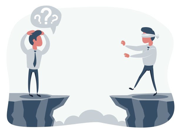 商人蒙着眼睛走向悬崖。经营理念图片下载