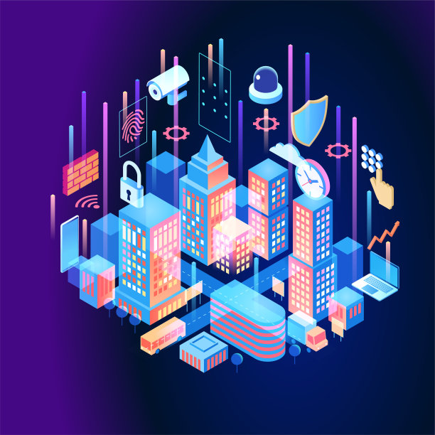 安全控制的概念。安全的信息。理念与技术体系。三维等距矢量图。图片下载