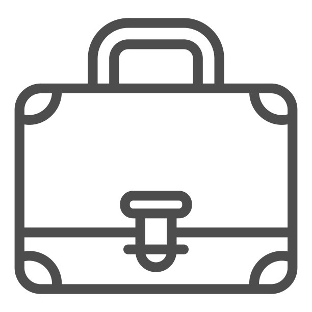 手提箱或公文包线图标。公文包与处理和扣锁轮廓风格的象形图上的白色背景。商务办公包的移动概念和网页设计。矢量图形。图片下载