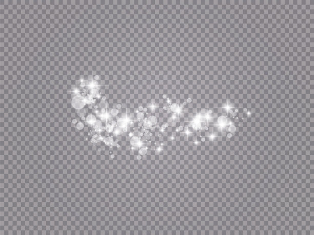 发光的光效果与许多闪光粒子隔离在透明的背景。向量星云与尘埃。神奇的圣诞装饰图片下载