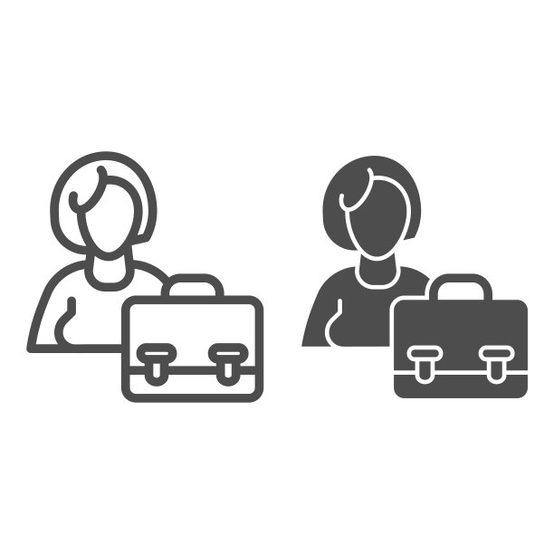 拿着公文包的女人轮廓矢量图标图片下载