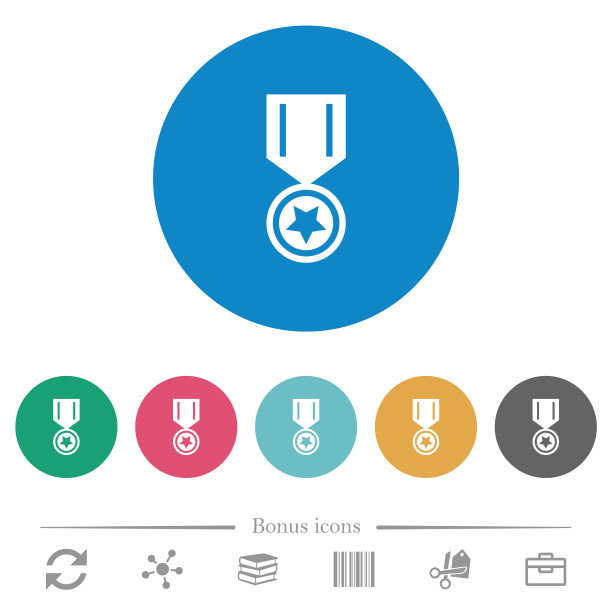 奖章与星扁平圆形图标图片下载