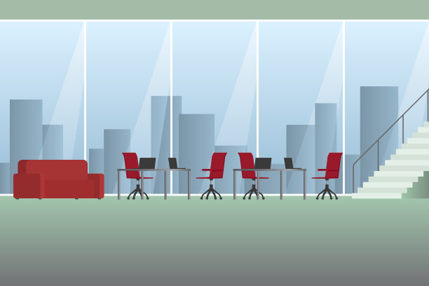办公室室内背景。矢量图图片下载