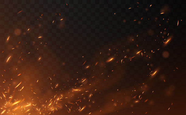 飞火火花在透明的背景图片下载