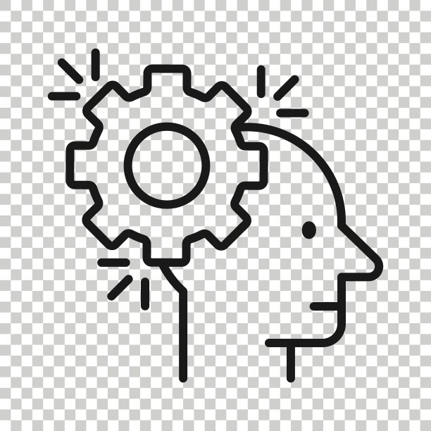 扁平风格的人头齿轮图标：技术进步矢量插图图片下载