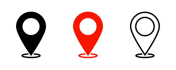 地图指针。向量孤立的元素。位置导航图标。矢量插图轮廓。地理位置点。图片下载