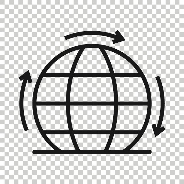 扁平风格的地球行星图标，白色背景上的全球地理矢量图，全球通信商业概念图片下载