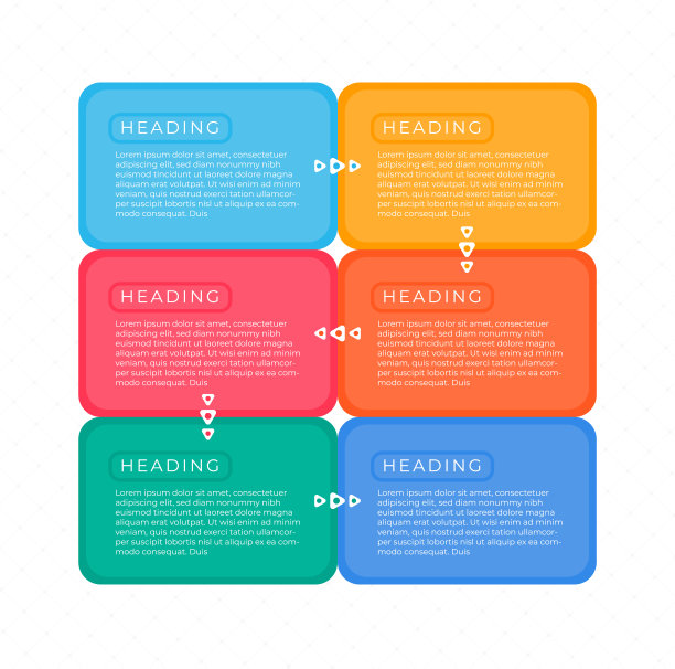 成分信息图为商业现代多彩的概念设计方形和箭头图片下载