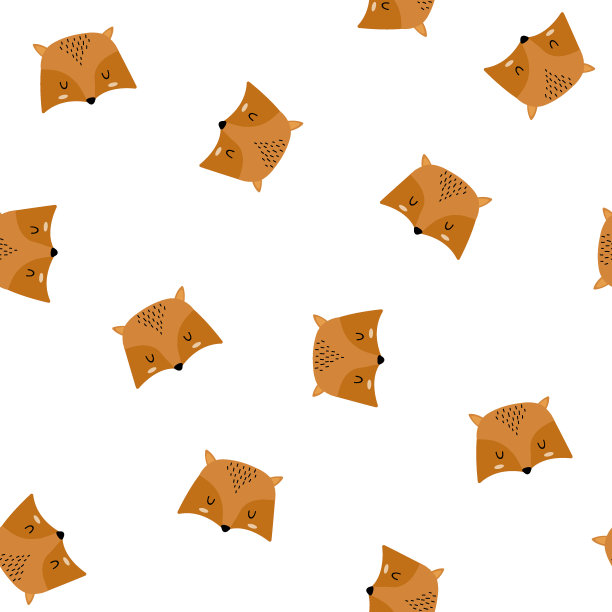 无缝图案的可爱手绘睡觉的狐狸。卡通动物园。矢量插图。动物为设计的儿童产品在斯堪的纳维亚风格。图片下载